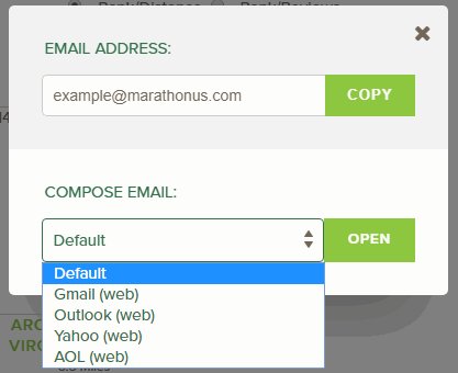 Email modal dropdown