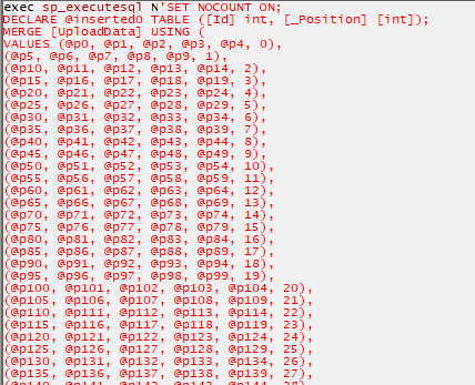 Entity Framework passing values as parameters