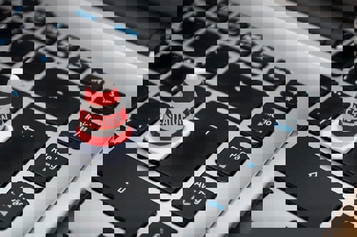 Keyboard with caution symbol