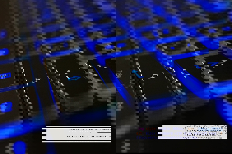 Black keyboard with blue backlit keys