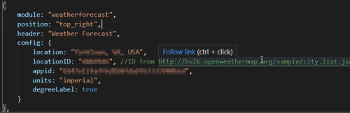 MagicMirror weather forecast