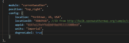 MagicMirror current weather