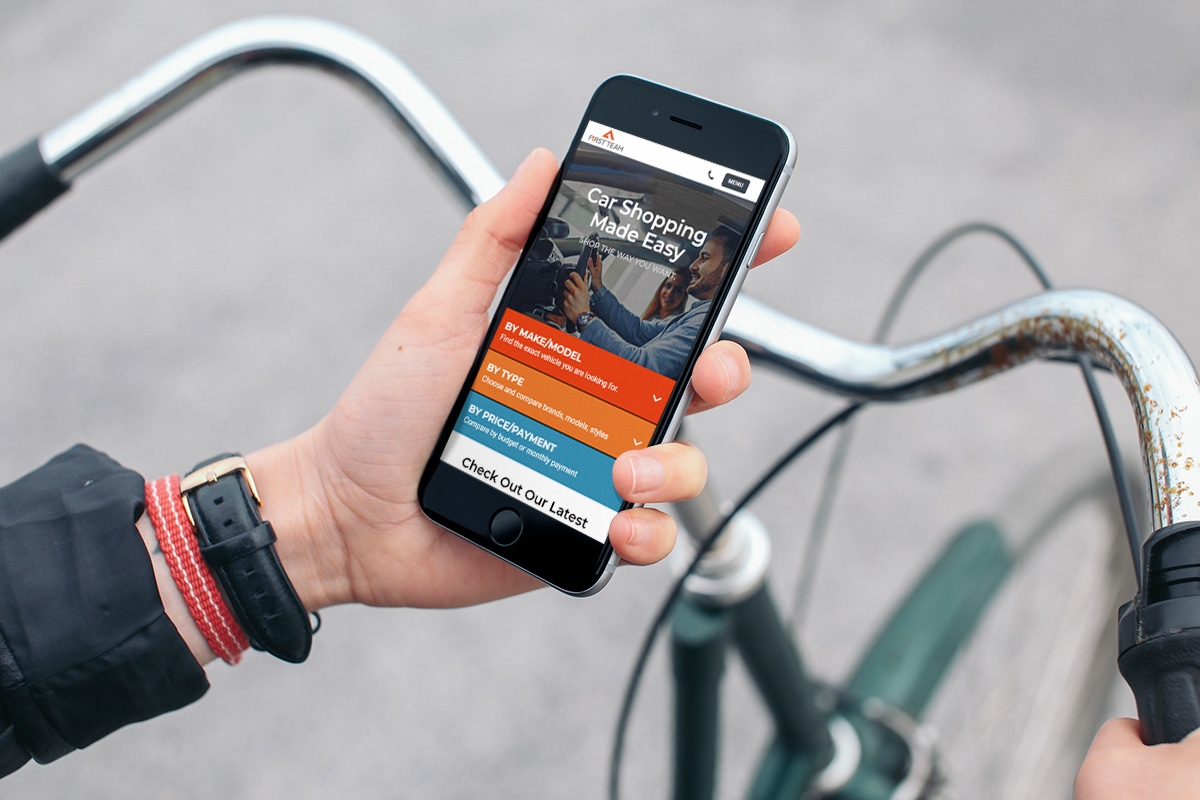 Mobile view of First Team Auto Group website design