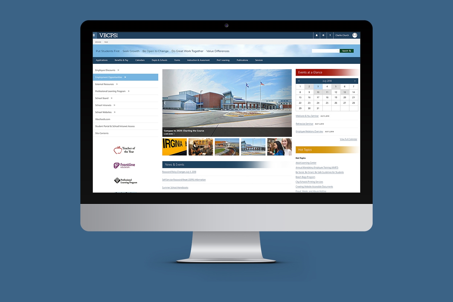 Virginia Beach City Public Schools intranet design