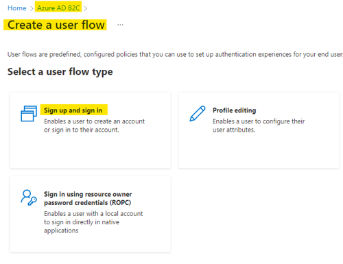 Select Sign Up and Sign In