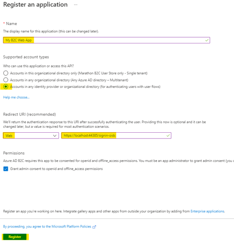 Register an application
