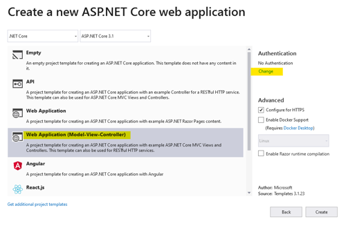 Select Web Application (Model-View-Controller)